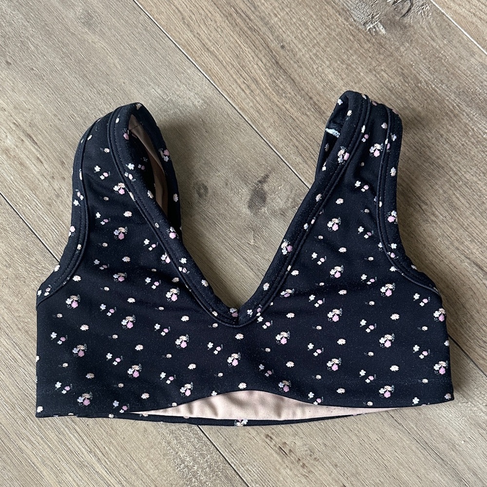 Five the Label black dance top with small flowers YL